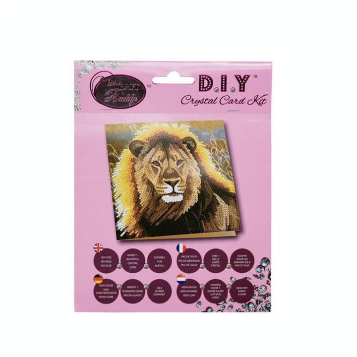 Broderie diamant Carte 18 x 18 cm Lion - Crystal Art - Rougier et Plé