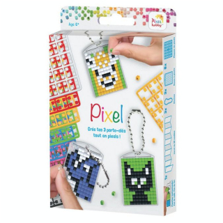Kit créatif Pixel 3 porte-clés + livret 38 modèles - Animaux - Pixel Hobby - Rougier et Plé
