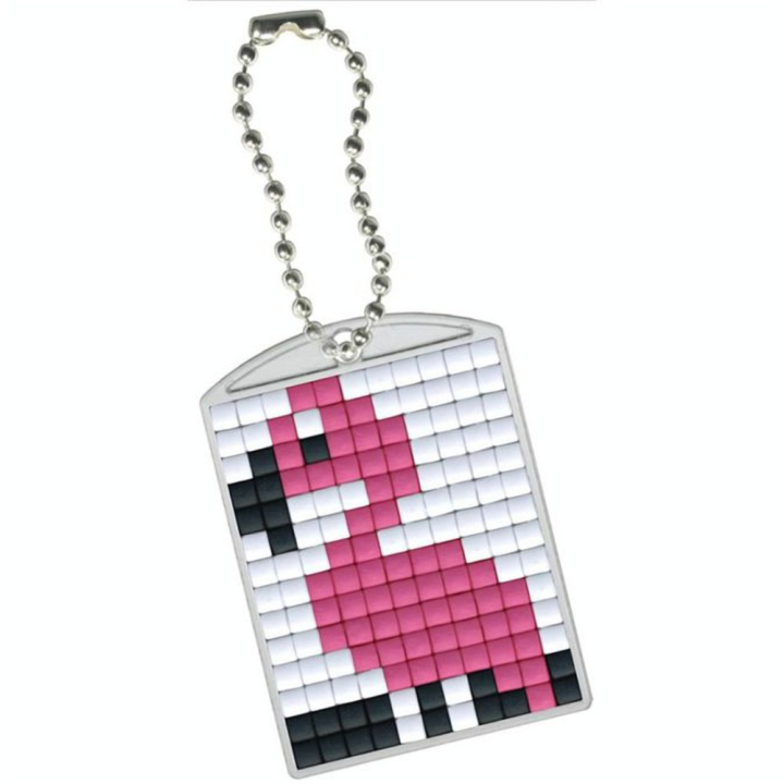 Kit créatif Pixel porte-clé 4 x 3 cm - Flamant rose - Pixel Hobby - Rougier et Plé