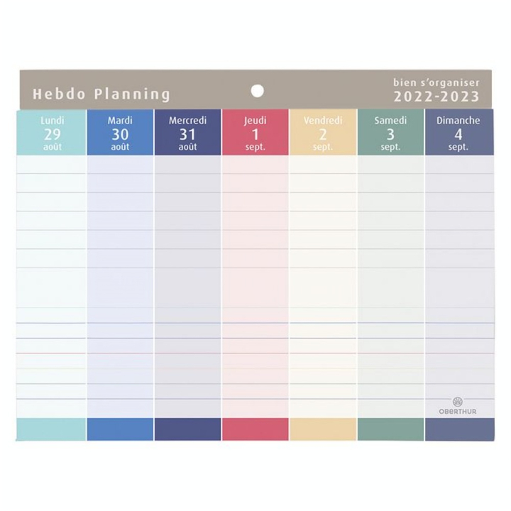 Calendrier Hebdo Planning 2022-2023 Bloc 23 x 18 cm - Editions Oberthur - Rougier et Plé