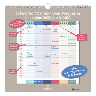 Calendrier d'organisation 2022-2023 Bloc 30 x 30 cm - Editions Oberthur - Rougier et Plé