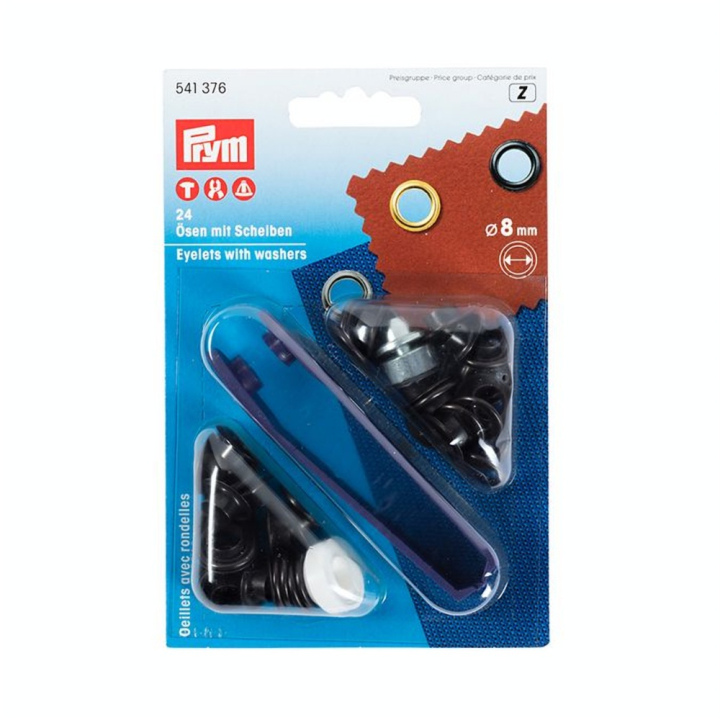 Œillets et rondelles Laiton 8 mm Laiton bruni 24 pcs + Outil de pose - Prym - Rougier et Plé