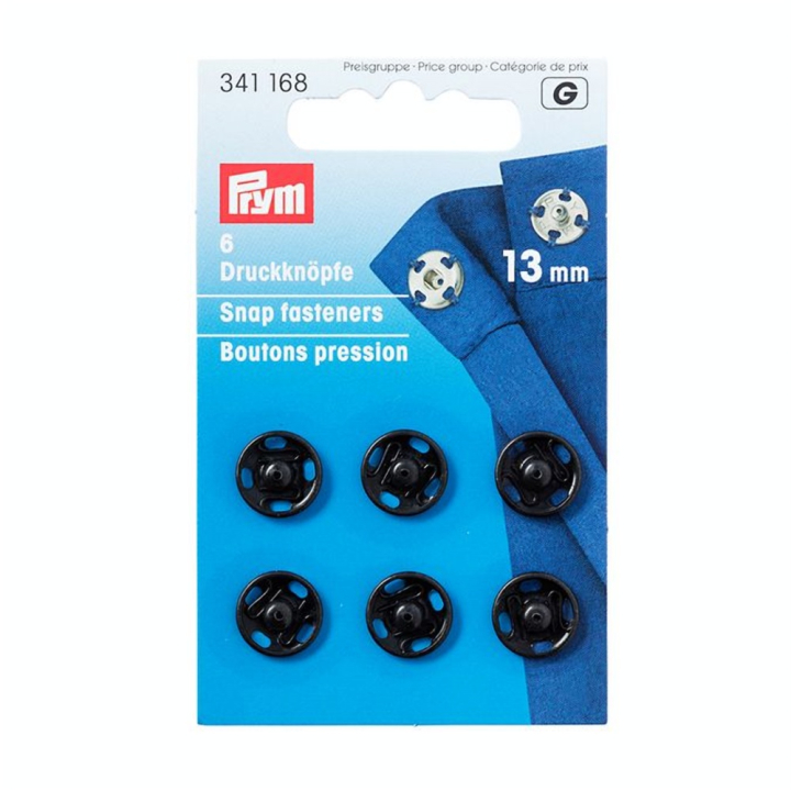 Bouton-pression à coudre 13 mm 6 pcs Noir - Prym - Rougier et Plé