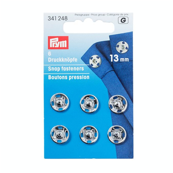 Bouton-pression à coudre 13 mm 6 pcs Argent - Prym - Rougier et Plé