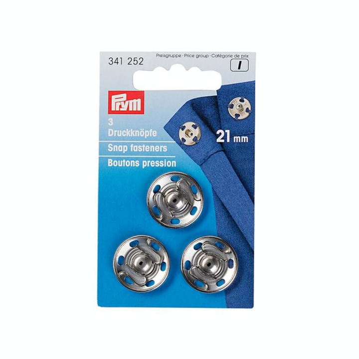 Bouton-pression à coudre 21 mm 3 pcs Argent - Prym - Rougier et Plé