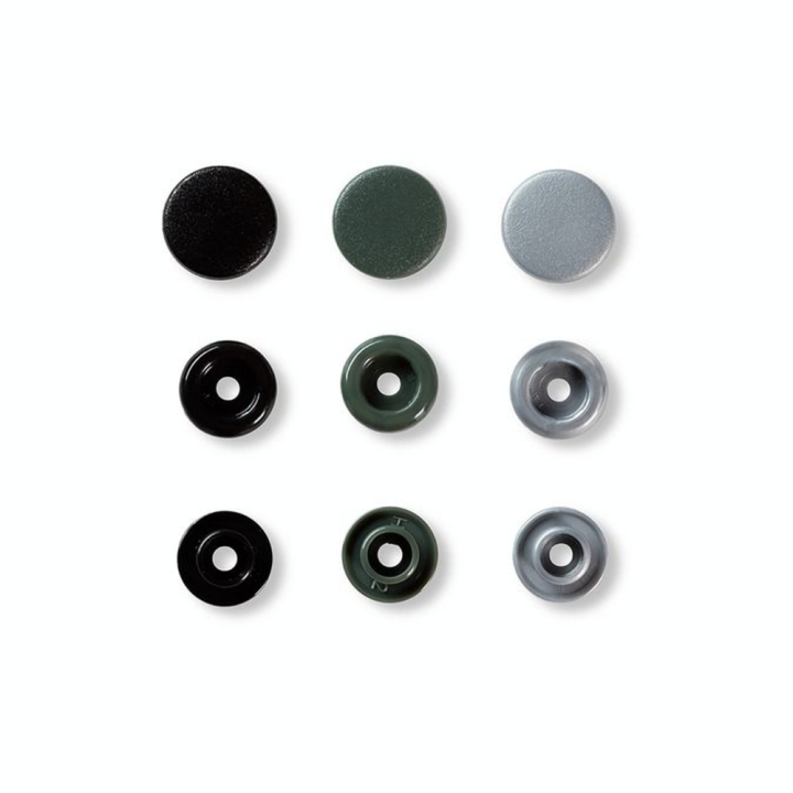 Bouton-pression Color Snaps Rond 12,4 mm Gris-Gris foncé-Noir 30 pcs - Prym - Rougier et Plé