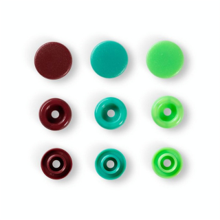 Bouton-pression Color Snaps Rond 12,4 mm Vert, Vert clair, Brun 30 pcs - Prym - Rougier et Plé