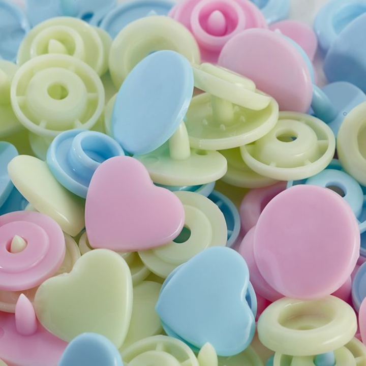 Bouton-pression Color Snaps Coeur 12,4 mm Rose-Vert-Bleu 30 pcs - Prym - Rougier et Plé