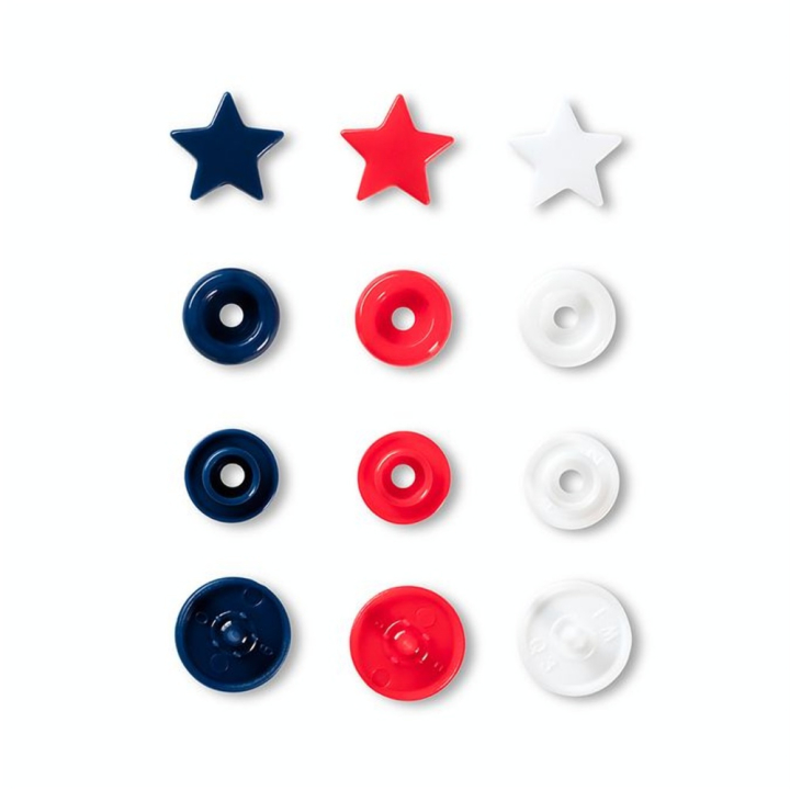 Bouton-pression Color Snaps Étoile 12,4 mm Rouge-Blanc-Marine 30 pcs - Prym - Rougier et Plé
