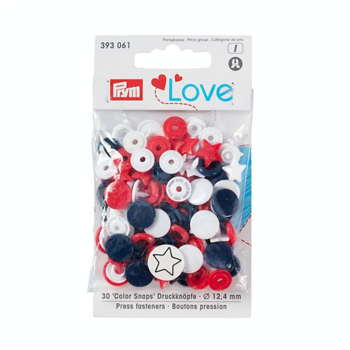 Bouton-pression Color Snaps Étoile 12,4 mm Rouge-Blanc-Marine 30 pcs - Prym - Rougier et Plé