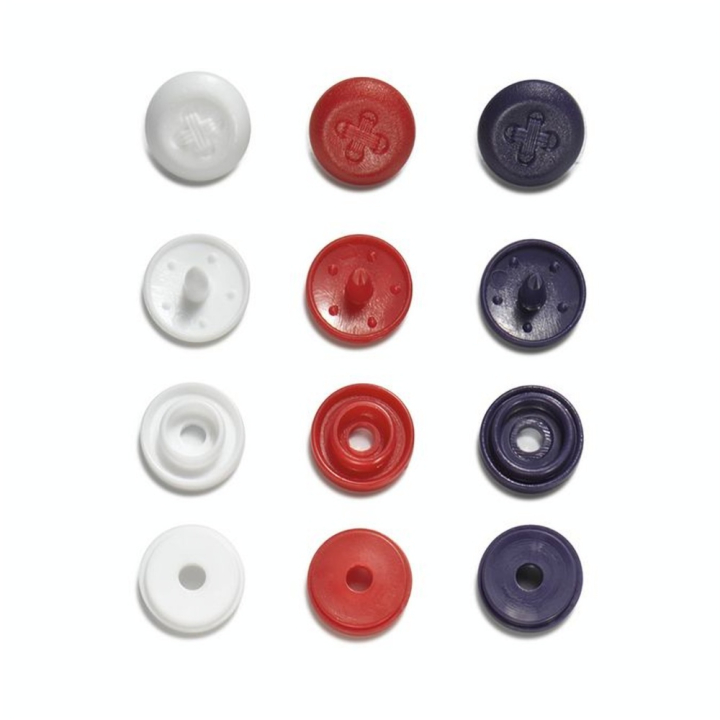 Bouton-pression Color Snaps Mini Aspect couture 9 mm Rouge, Blanc, Marine - Prym - Rougier et Plé