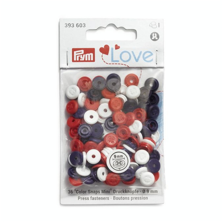 Bouton-pression Color Snaps Mini Aspect couture 9 mm Rouge, Blanc, Marine - Prym - Rougier et Plé