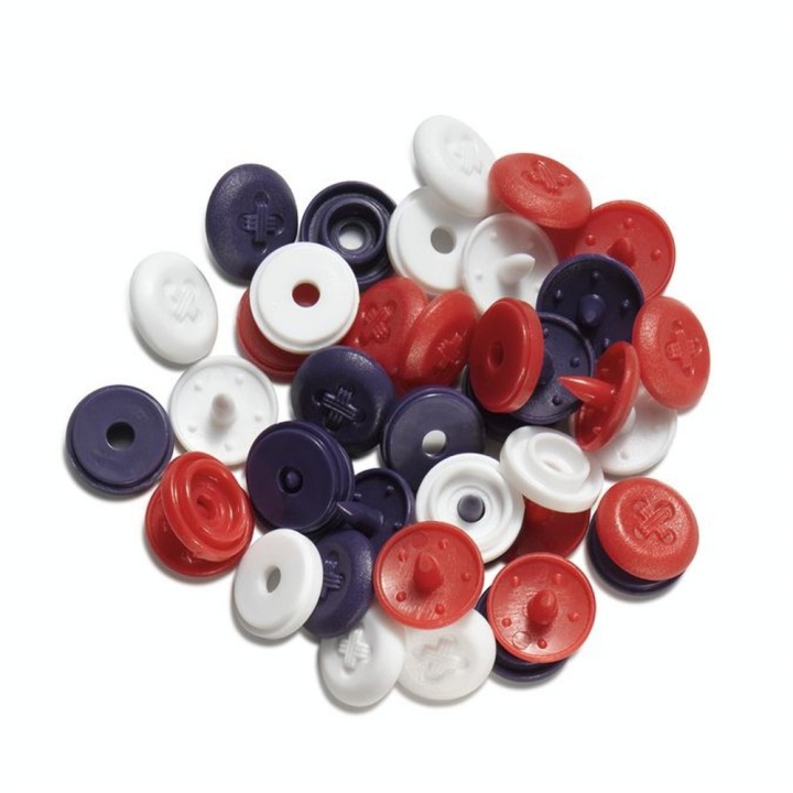 Bouton-pression Color Snaps Mini Aspect couture 9 mm Rouge, Blanc, Marine - Prym - Rougier et Plé