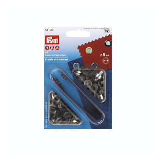 Œillets et rondelles Laiton 5 mm 40 pcs Laiton antique + Outil de pose - Prym - Rougier et Plé