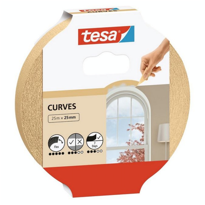 Ruban de masquage spécial Courbes 25 mm x 25 m - Tesa - Rougier et Plé
