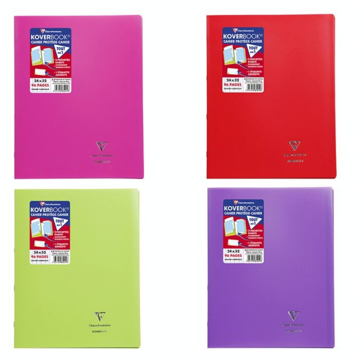 Cahier 24 x 32 cm grands carreaux Séyès 96 pages Koverbook - Clairefontaine - Rougier et Plé