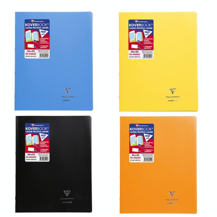 Cahier 24 x 32 cm grands carreaux Séyès 96 pages Koverbook - Clairefontaine - Rougier et Plé