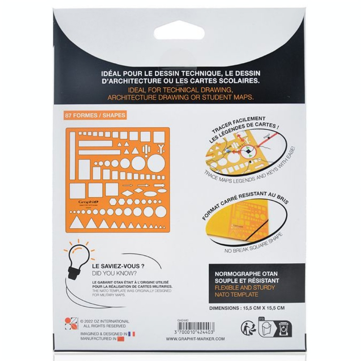 Normographe Gabarit OTAN 15.5 x 15.5 cm - Graph'it - Rougier et Plé