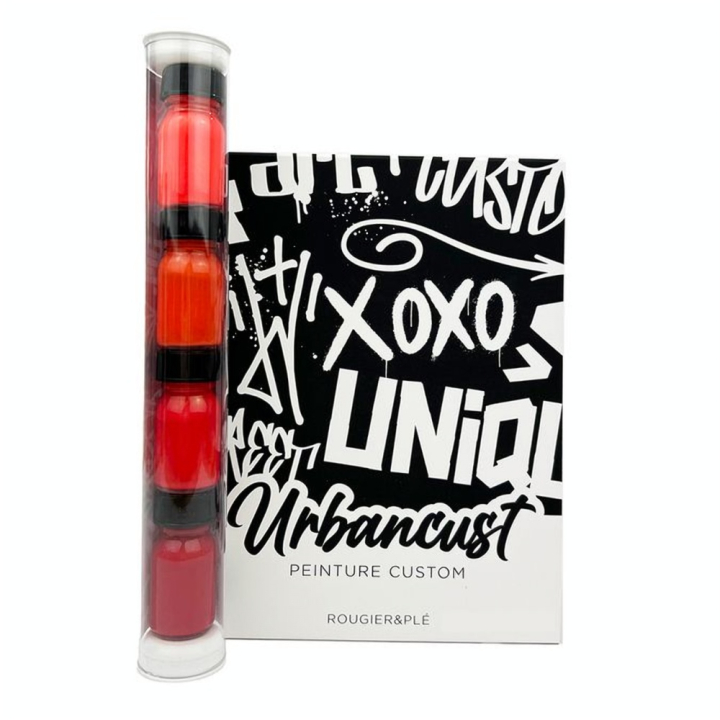 Peinture Custom Cuir Kit 4 Flacons 10 ml Tons Rouges Orangés - Urbancust - Rougier et Plé
