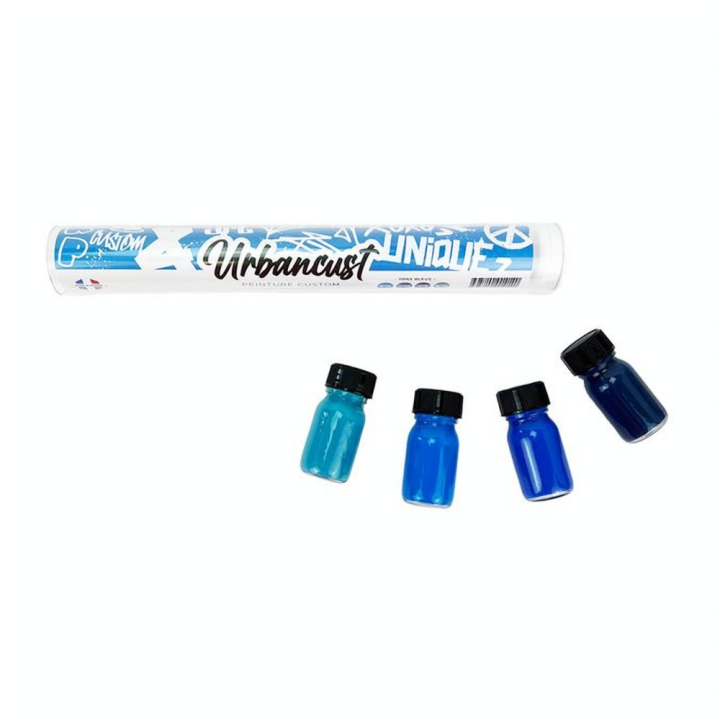 Peinture Custom Cuir Kit 4 Flacons 10 ml Tons Bleus - Urbancust - Rougier et Plé