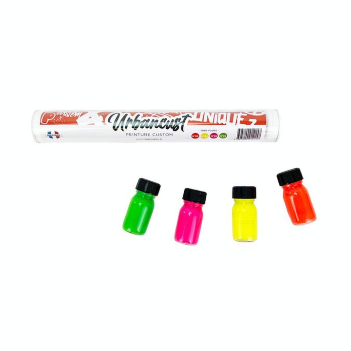 Peinture Custom Cuir Kit 4 Flacons 10 ml Tons Fluos - Urbancust - Rougier et Plé