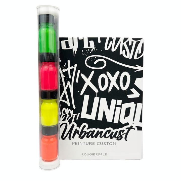 Peinture Custom Cuir Kit 4 Flacons 10 ml Tons Fluos - Urbancust - Rougier et Plé