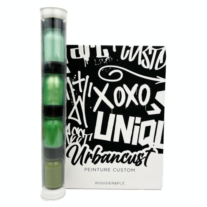 Peinture Custom Cuir Kit 4 Flacons 10 ml Tons Verts - Urbancust - Rougier et Plé