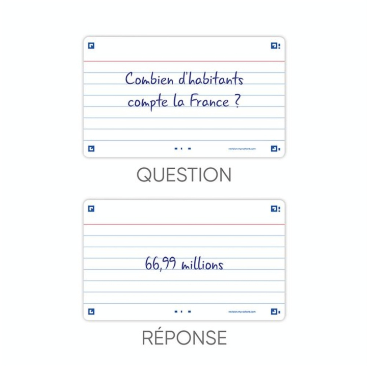 Fiche Bristol Flash 2.0 32 pcs 7.5 x 12.5 cm Blanc - Oxford - Rougier et Plé