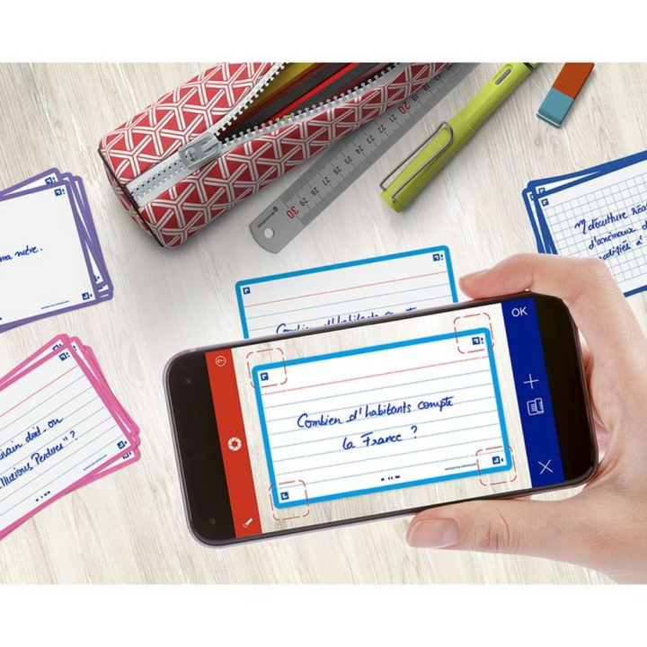 Fiche Bristol Flash 2.0 32 pcs 7.5 x 12.5 cm 4 couleurs assorties - Oxford - Rougier et Plé