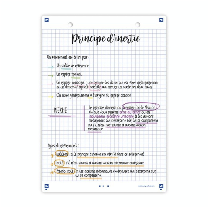 Fiche Bristol Révision 2.0 A5 14.8 x 21 cm 32 pcs Perforée Blanc - Oxford - Rougier et Plé