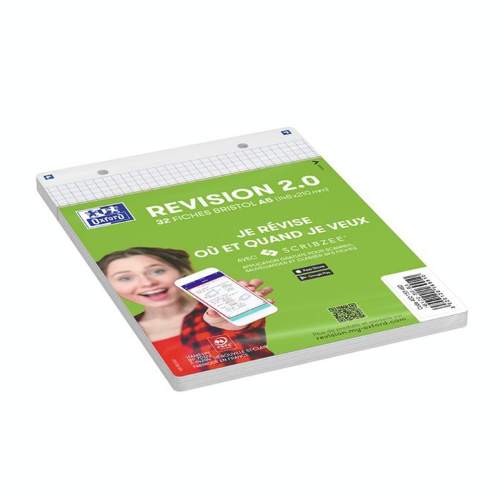 Fiche Bristol Révision 2.0 A5 14.8 x 21 cm 32 pcs Perforée Blanc - Oxford - Rougier et Plé