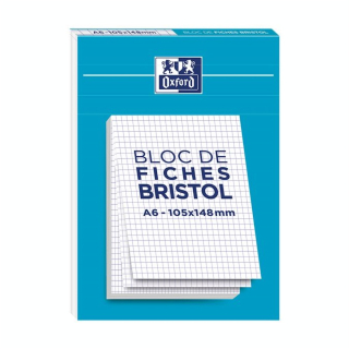 Fiche Bristol A6 10,5 x 14.8 cm 50 pcs Bloc de 30 fiches - Oxford - Rougier et Plé