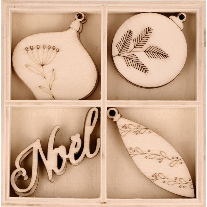 Décoration de Noël ajourée en bois Splendid Christmas 12 pcs - Artemio - Rougier et Plé