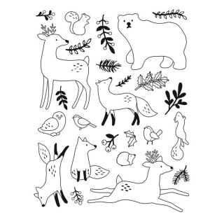 Tampon transparent Woodsy Christmas Animaux 25 pcs - Artemio - Rougier et Plé