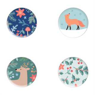 Autocollant rond Woodsy Christmas Métal 4 pcs - Artemio - Rougier et Plé
