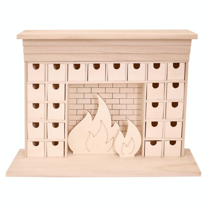 Calendrier de l'Avent en bois 24 tiroirs 33 x 46.5 x 14.5 cm Cheminée - Artemio - Rougier et Plé