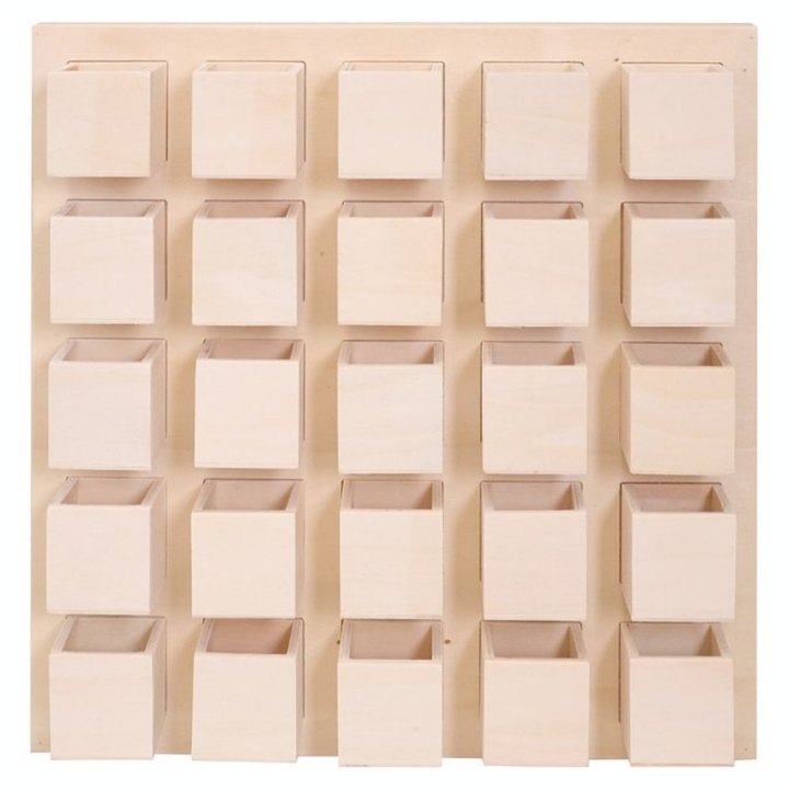 Calendrier de l'Avent en bois 33 x 46.5 x 14.5 cm 25 tiroirs aimantés - Artemio - Rougier et Plé