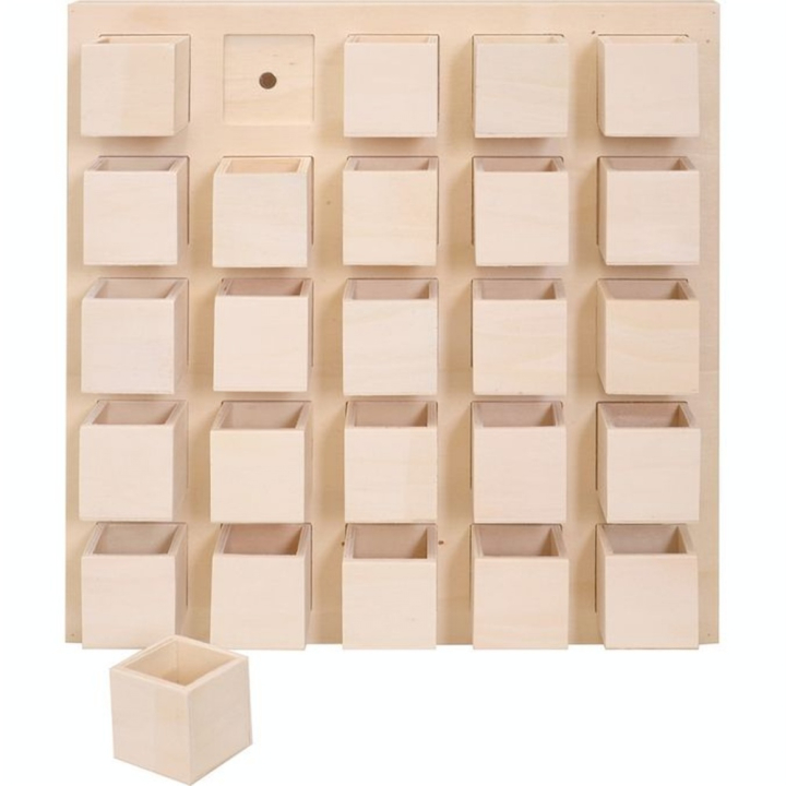 Calendrier de l'Avent en bois 33 x 46.5 x 14.5 cm 25 tiroirs aimantés - Artemio - Rougier et Plé