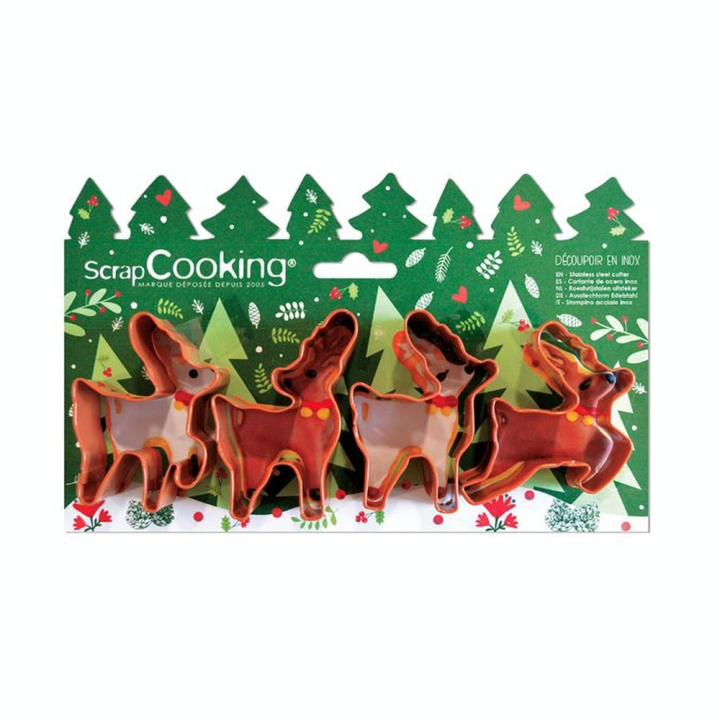 Emporte-pièce Renne 4 pcs - ScrapCooking - Rougier et Plé