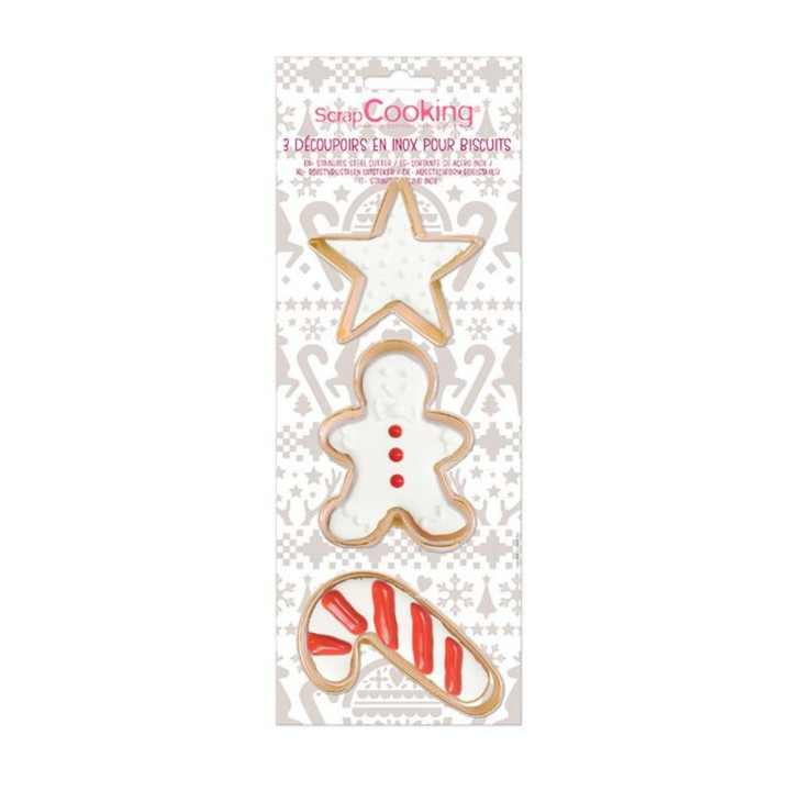 Emporte-pièce 3 pcs Bonhomme en pain d'épice Étoile Sucre d'orge - ScrapCooking - Rougier et Plé