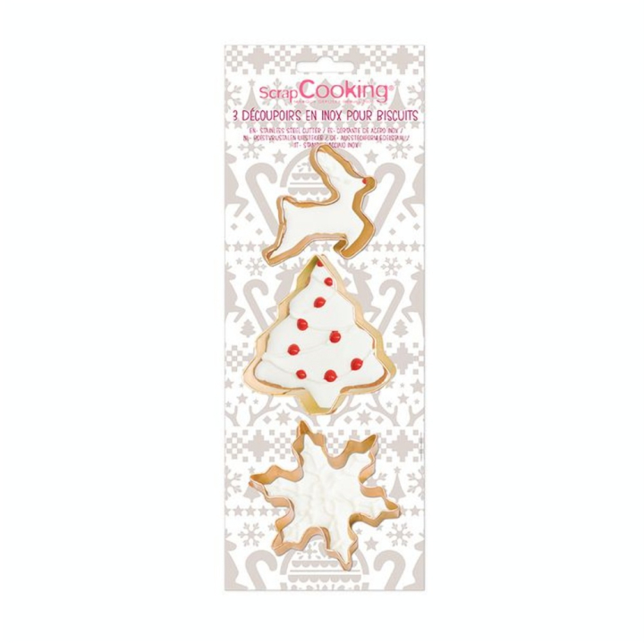 Emporte-pièce 3 pcs Renne Sapin Flocon - ScrapCooking - Rougier et Plé
