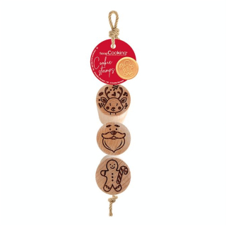 Tampon bois pour Biscuit 3 pcs : Renne Bonhomme en pain d'épice Père Noël - ScrapCooking - Rougier et Plé