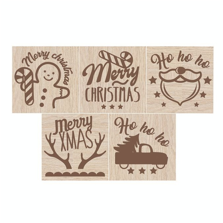 Tampon bois pour Biscuit 5 motifs de Noël + 1 Emporte-pièce - ScrapCooking - Rougier et Plé