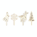Décor de gâteau en bois Forêt enchantée 4 pcs - ScrapCooking - Rougier et Plé