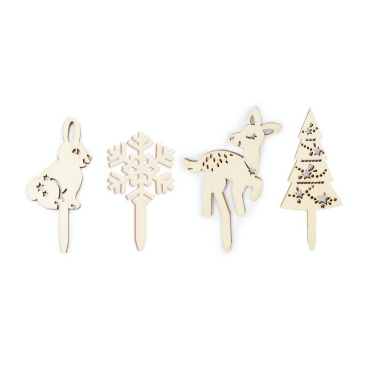 Décor de gâteau en bois Forêt enchantée 4 pcs - ScrapCooking - Rougier et Plé