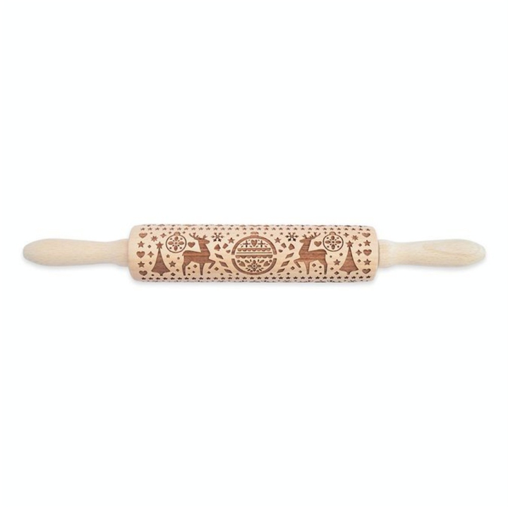 Rouleau à pâtisserie en bois 39 cm Empreinte Bonhomme en pain d'épices - ScrapCooking - Rougier et Plé