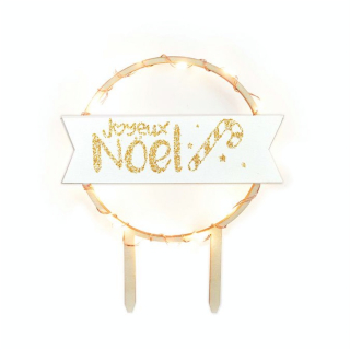 Décor de gâteau lumineux en bois Cake Topper Led Joyeux Noël - ScrapCooking - Rougier et Plé