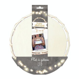 Plat à Gâteau Rond Lumineux en bois ø 26.5 cm Led - ScrapCooking - Rougier et Plé