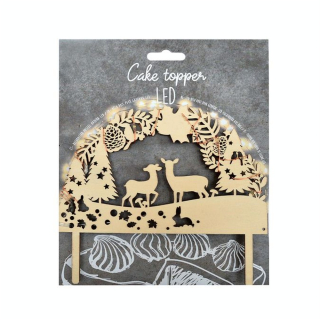 Décor de gâteau lumineux en bois Cake Topper Led Forêt enchantée - ScrapCooking - Rougier et Plé