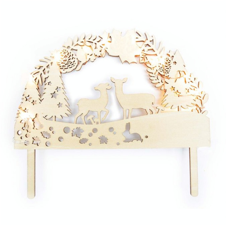 Décor de gâteau lumineux en bois Cake Topper Led Forêt enchantée - ScrapCooking - Rougier et Plé